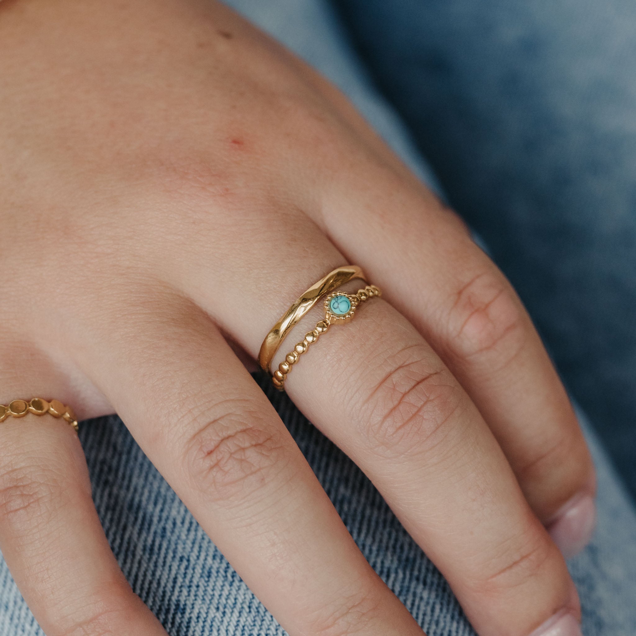 Turquoise Stone Double Ring