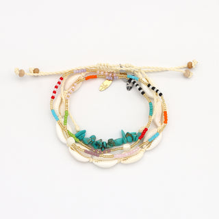 Halcyon Turquoise & Shell Bracelet Trio Set - Pineapple Island