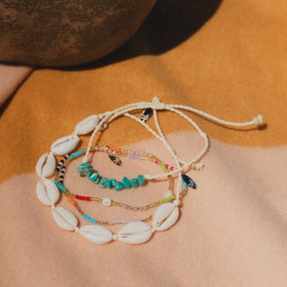 Halcyon Turquoise & Shell Bracelet Trio Set - Pineapple Island