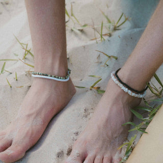 Mens Wood & Shell Anklet Set - Pineapple Island