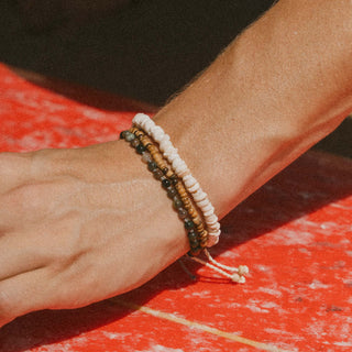 Stone, Shell & Wood Bracelet Trio Set - Pineapple Island