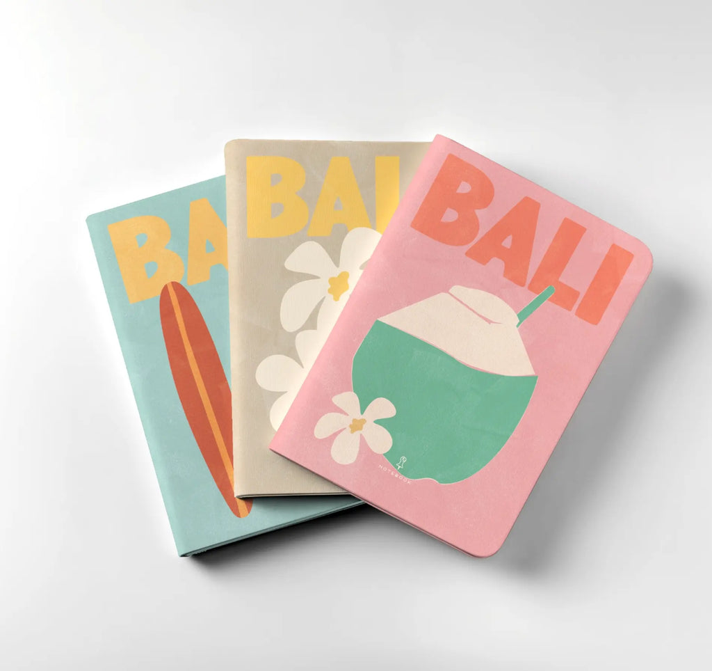 Set of 3 Bali Notebooks – Handmade by La Posterìa – Pineapple Island
