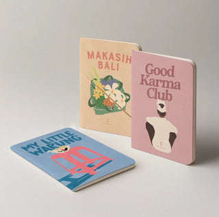 Set of 3 Bali Notebooks – Handmade by La Posterìa - Pineapple Island