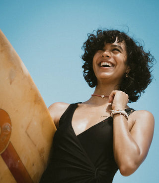 Deep Red Shell & Pearl Beaded Bracelet Set - Pineapple Island