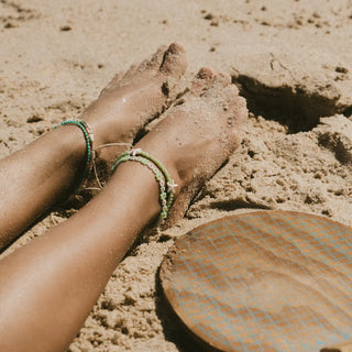Kapok Green Flower & Starfish Anklet Set - Pineapple Island