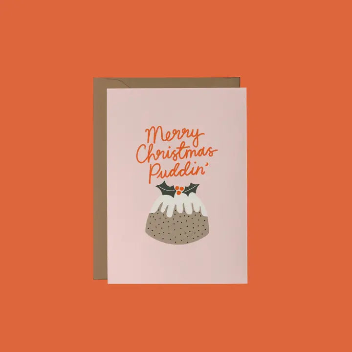 Merry Christmas Puddin' Greetings Card by Tillie Rose Studio