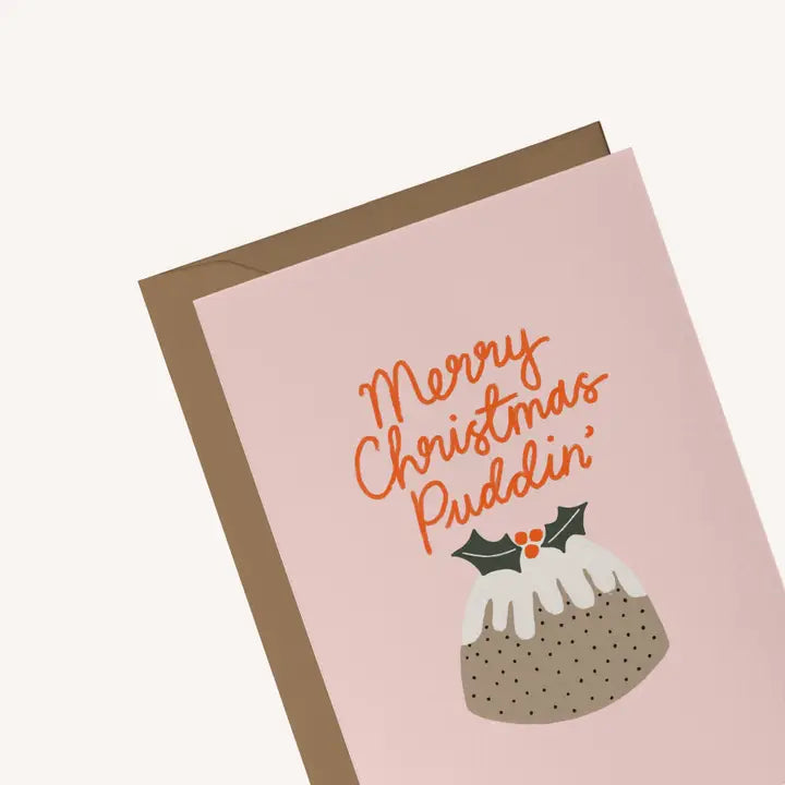 Merry Christmas Puddin' Greetings Card by Tillie Rose Studio