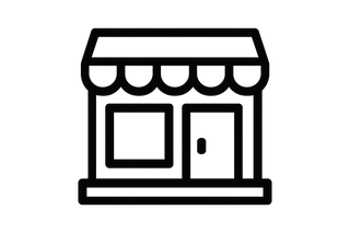 a retail shop icon outlined in black