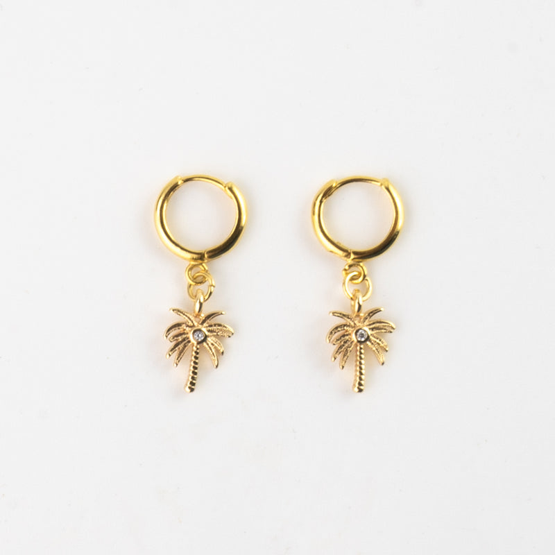 Asri Palm Tree Huggie Hoop Earrings - Pineapple Island