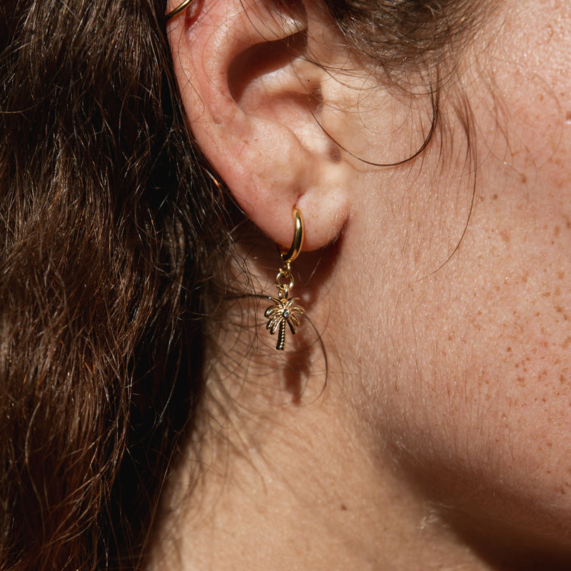 Asri Palm Tree Huggie Hoop Earrings - Pineapple Island