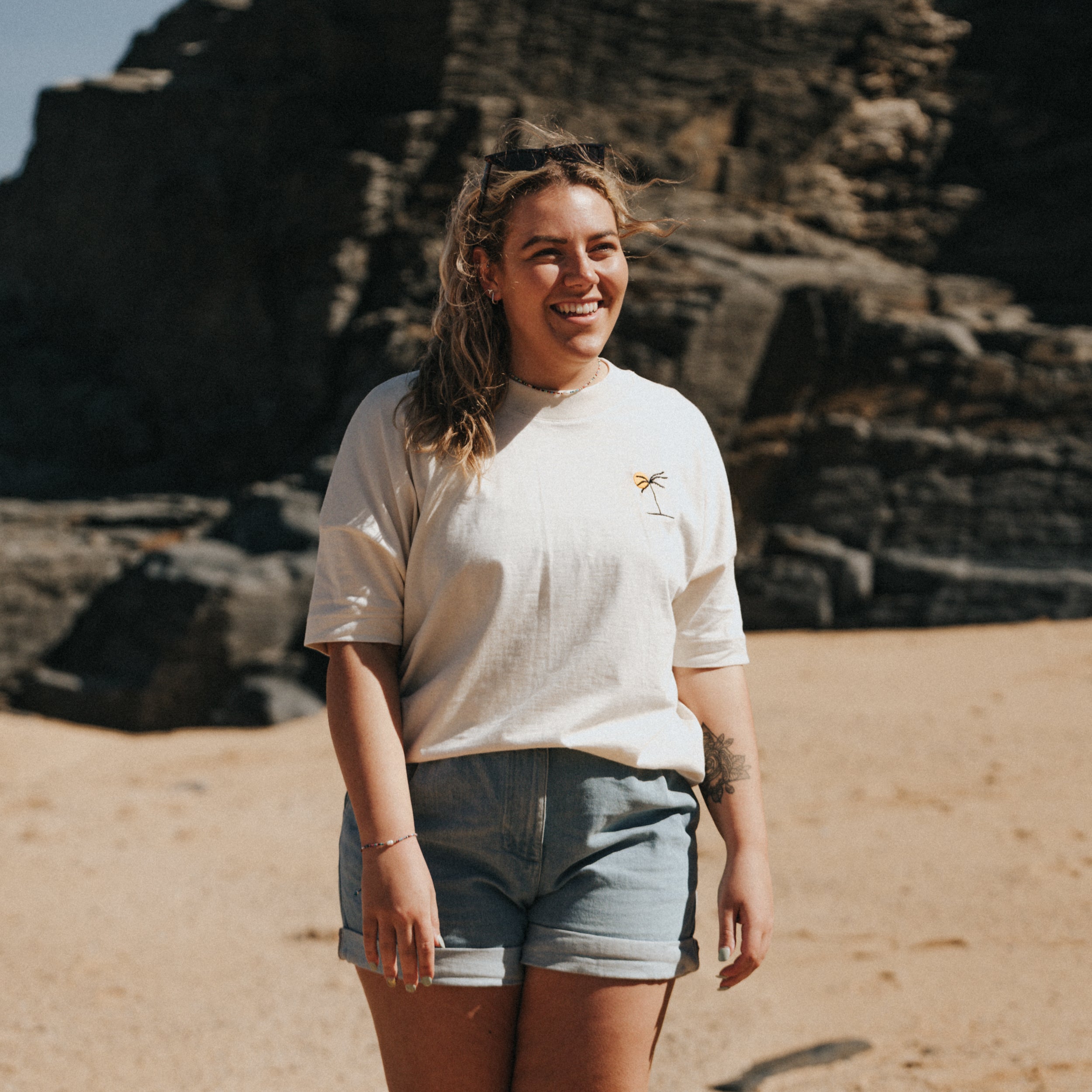 Surf & Sun Embroidered Oversized T-Shirt - Pineapple Island