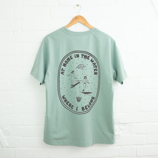At Home in the Water Black Print Sustainable T-Shirt - Pineapple Island