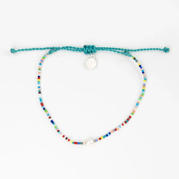 Matira Freshwater Pearl Beaded Anklet - Rainbow