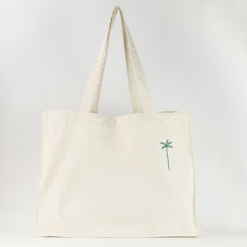Palm Tree Embroidered Tote Bag - Pineapple Island